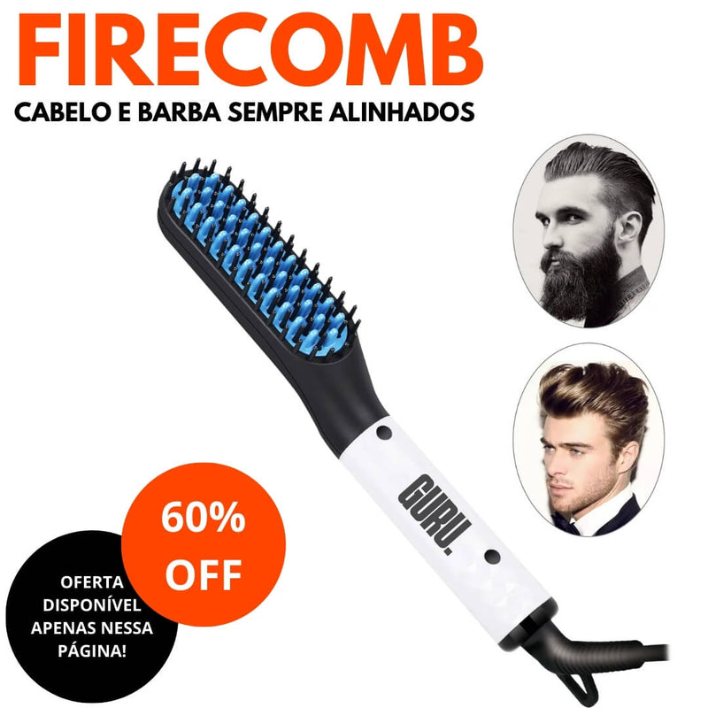 Alisador FIRECOMB™: Barba e Cabelo Perfeitos - 50% OFF